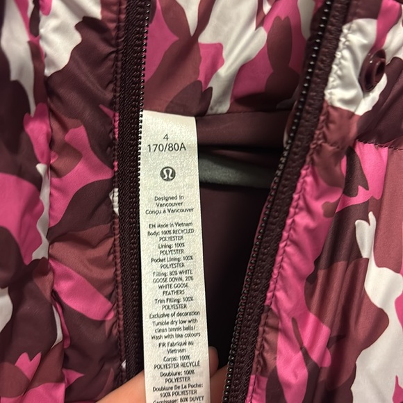Lululemon Pink and Brown Camouflage Puffer Vest - Picture 5 of 6